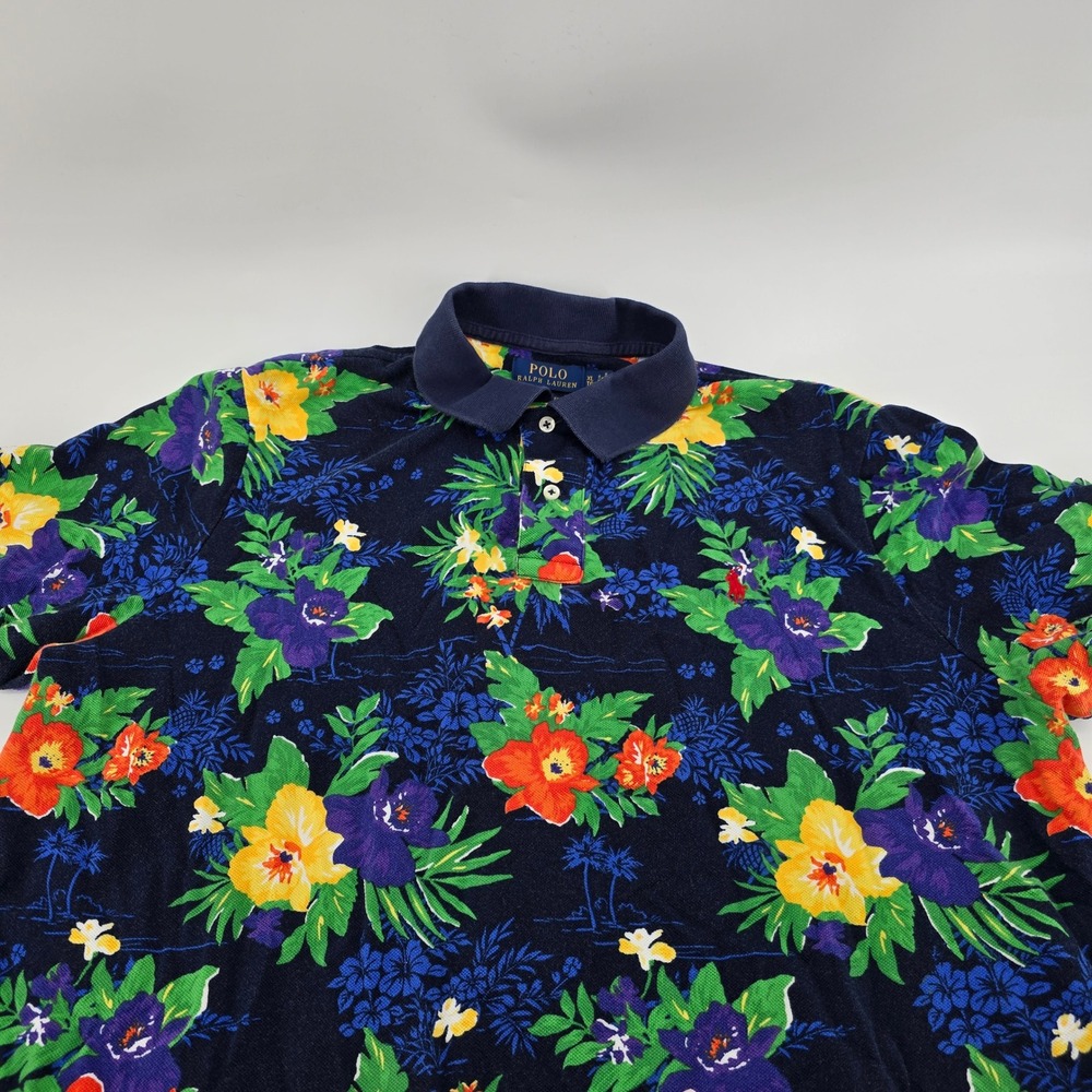 Polo Ralph Lauren Polo Shirt Mens Tropical Floral Classic‎ Fit Navy Blue XL